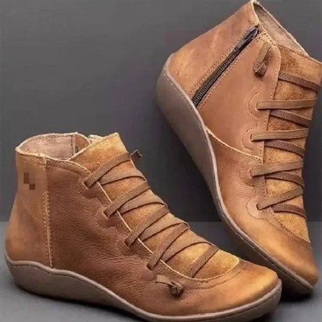 Snow Boots  Women Winter Genuine leather Ankle Spring flat Shoes woman Short Vintage Boots With Fur 2022 for women lace up boots