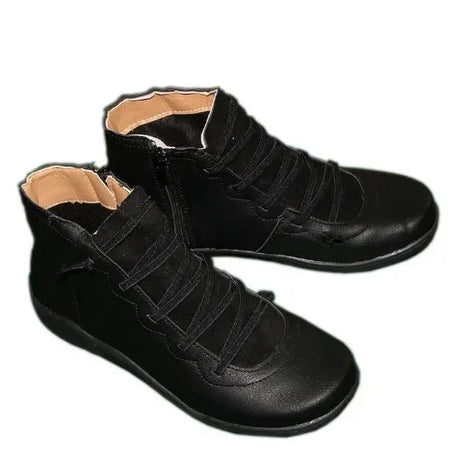 Snow Boots  Women Winter Genuine leather Ankle Spring flat Shoes woman Short Vintage Boots With Fur 2022 for women lace up boots