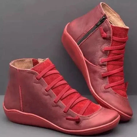 Snow Boots  Women Winter Genuine leather Ankle Spring flat Shoes woman Short Vintage Boots With Fur 2022 for women lace up boots