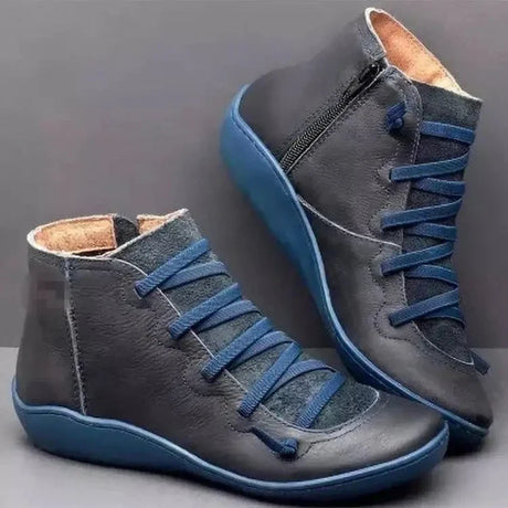 Snow Boots  Women Winter Genuine leather Ankle Spring flat Shoes woman Short Vintage Boots With Fur 2022 for women lace up boots