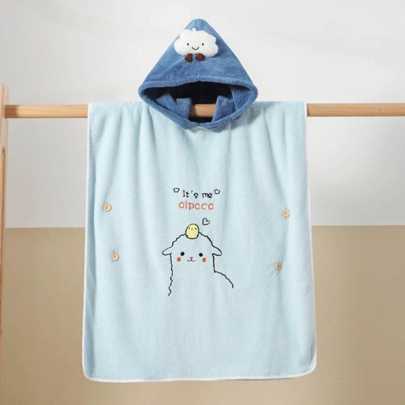 Soft Coral Fleece Baby Bath Towel Cartoon Hooded Bathrobe Kids Beach Swim Bath Poncho Bathrobe Blanket Towel Baby Shower Item