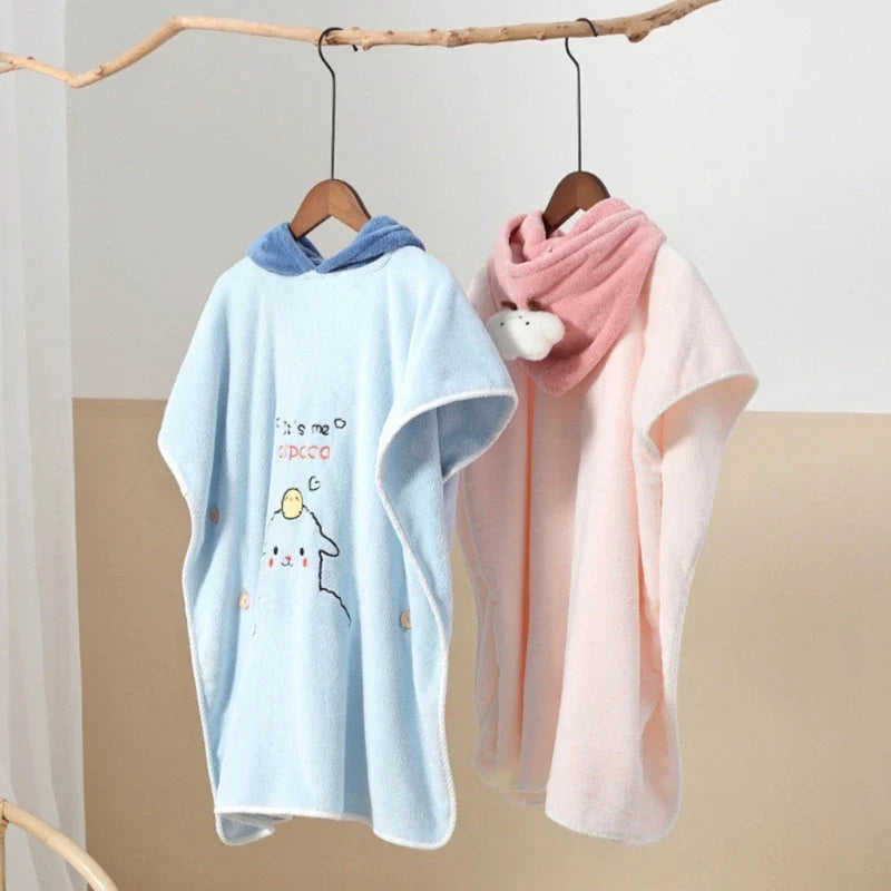 Soft Coral Fleece Baby Bath Towel Cartoon Hooded Bathrobe Kids Beach Swim Bath Poncho Bathrobe Blanket Towel Baby Shower Item