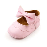 Soft Leather Lace Baby Girls Princess Shoes  Newborn Moccasins Shoes Rubber Sole Prewalker Non-slip Toddlers First Walkers