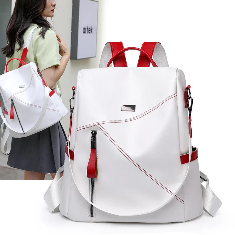 Soft Leather  Stitching Women's Backpacks Anti-theft Back Zipper Ladies School Bags Summer New Casual Single Shoulder Backpack