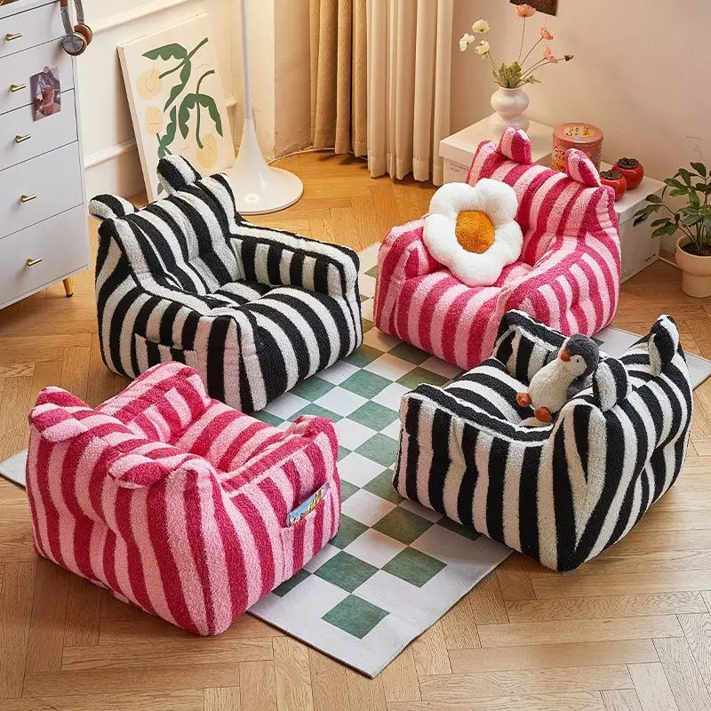 Soft Plush Fabric Children Sofa Reading Corner Baby Lazy Sofa Stool Girls Boy Baby Cute Small Sofa Chair Cartoon Seat Lazy Boy