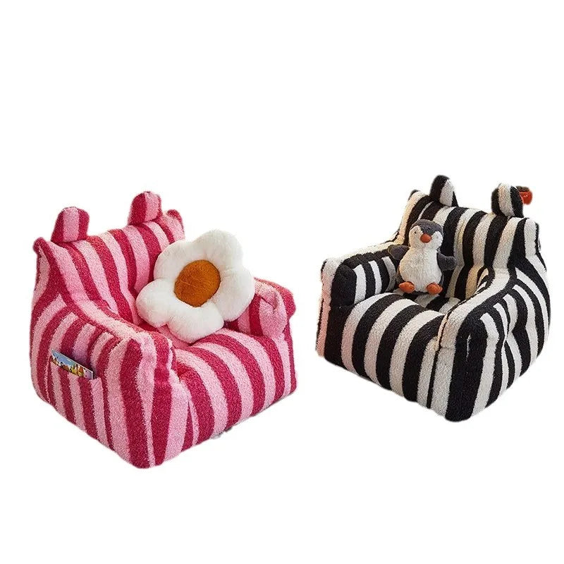 Soft Plush Fabric Children Sofa Reading Corner Baby Lazy Sofa Stool Girls Boy Baby Cute Small Sofa Chair Cartoon Seat Lazy Boy