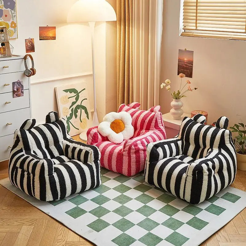 Soft Plush Fabric Children Sofa Reading Corner Baby Lazy Sofa Stool Girls Boy Baby Cute Small Sofa Chair Cartoon Seat Lazy Boy