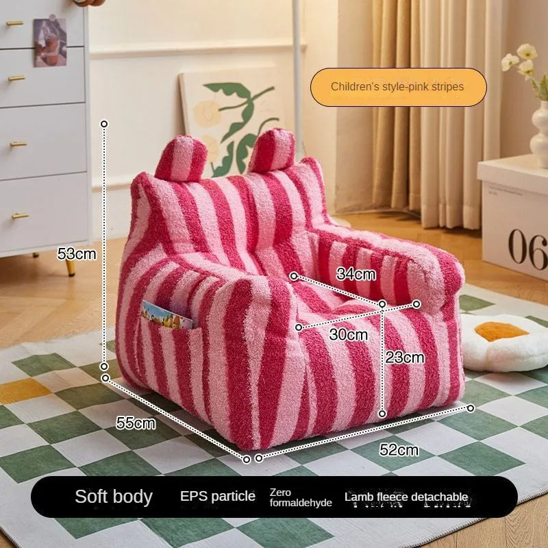 Soft Plush Fabric Children Sofa Reading Corner Baby Lazy Sofa Stool Girls Boy Baby Cute Small Sofa Chair Cartoon Seat Lazy Boy