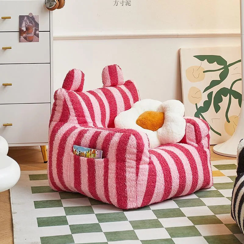 Soft Plush Fabric Children Sofa Reading Corner Baby Lazy Sofa Stool Girls Boy Baby Cute Small Sofa Chair Cartoon Seat Lazy Boy