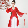 Solid Color Chiffon Elegant V-neck Suit Bandage Woman Dance Costume Hanfu Women Chinese Traditional Classical Tops Oriental 6XL