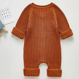 Solid Knitting Cotton Long Sleeve One piece Outfit Toddler Baby Boys Girl Romper Spring Autumn Newborn Baby Girls Jumpsuit