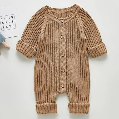 Solid Knitting Cotton Long Sleeve One piece Outfit Toddler Baby Boys Girl Romper Spring Autumn Newborn Baby Girls Jumpsuit