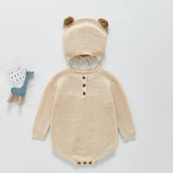 Solid Knitting Cotton Long Sleeve One piece Outfit Toddler Baby Boys Girl Romper Spring Autumn Newborn Baby Girls Jumpsuit