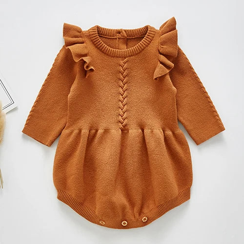 Solid Knitting Cotton Long Sleeve One piece Outfit Toddler Baby Boys Girl Romper Spring Autumn Newborn Baby Girls Jumpsuit