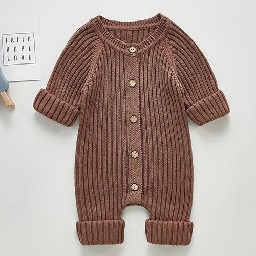 Solid Knitting Cotton Long Sleeve One piece Outfit Toddler Baby Boys Girl Romper Spring Autumn Newborn Baby Girls Jumpsuit