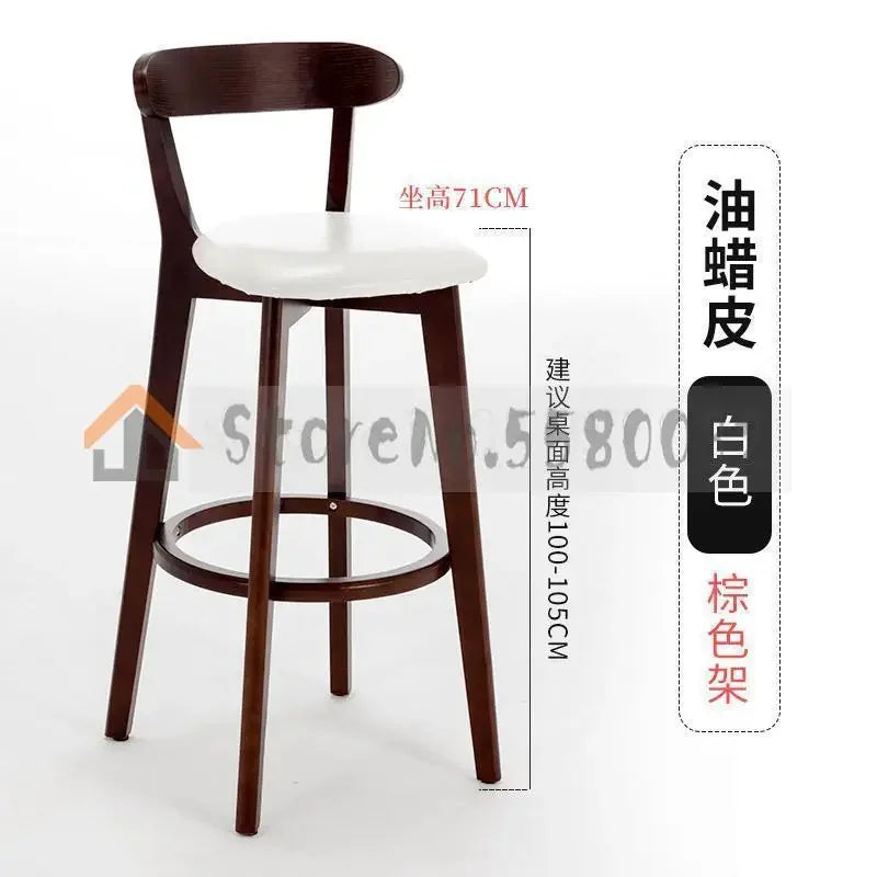 Solid Wood Bar Chair Back Simple North European Home Milk Tea Shop Coffee Shop Retro Bar Chair Front Desk Stool