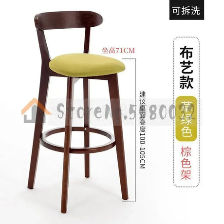 Solid Wood Bar Chair Back Simple North European Home Milk Tea Shop Coffee Shop Retro Bar Chair Front Desk Stool