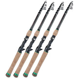 Sougayilang 1.8M 2.1M 2.4M 2.7M Portable Telescopic Fishing Rod Carbon Fiber Cork Wood Handle Spinning/Casting Fish Rod Tackle