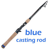 Sougayilang 1.8M 2.1M 2.4M 2.7M Portable Telescopic Fishing Rod Carbon Fiber Cork Wood Handle Spinning/Casting Fish Rod Tackle