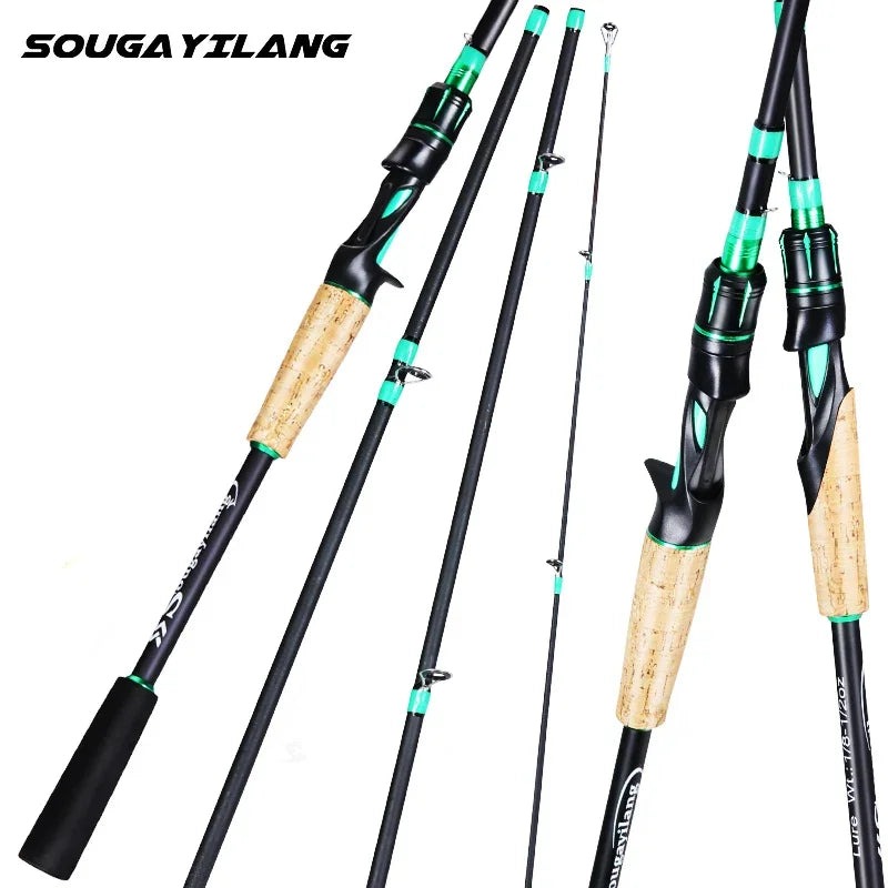 Sougayilang 1.8m 2.1m Casting Rod 4 Sections Carbon Fishing Rod Spinning Rods Eva Handle for Freshwater Saltwater Bass Fishing