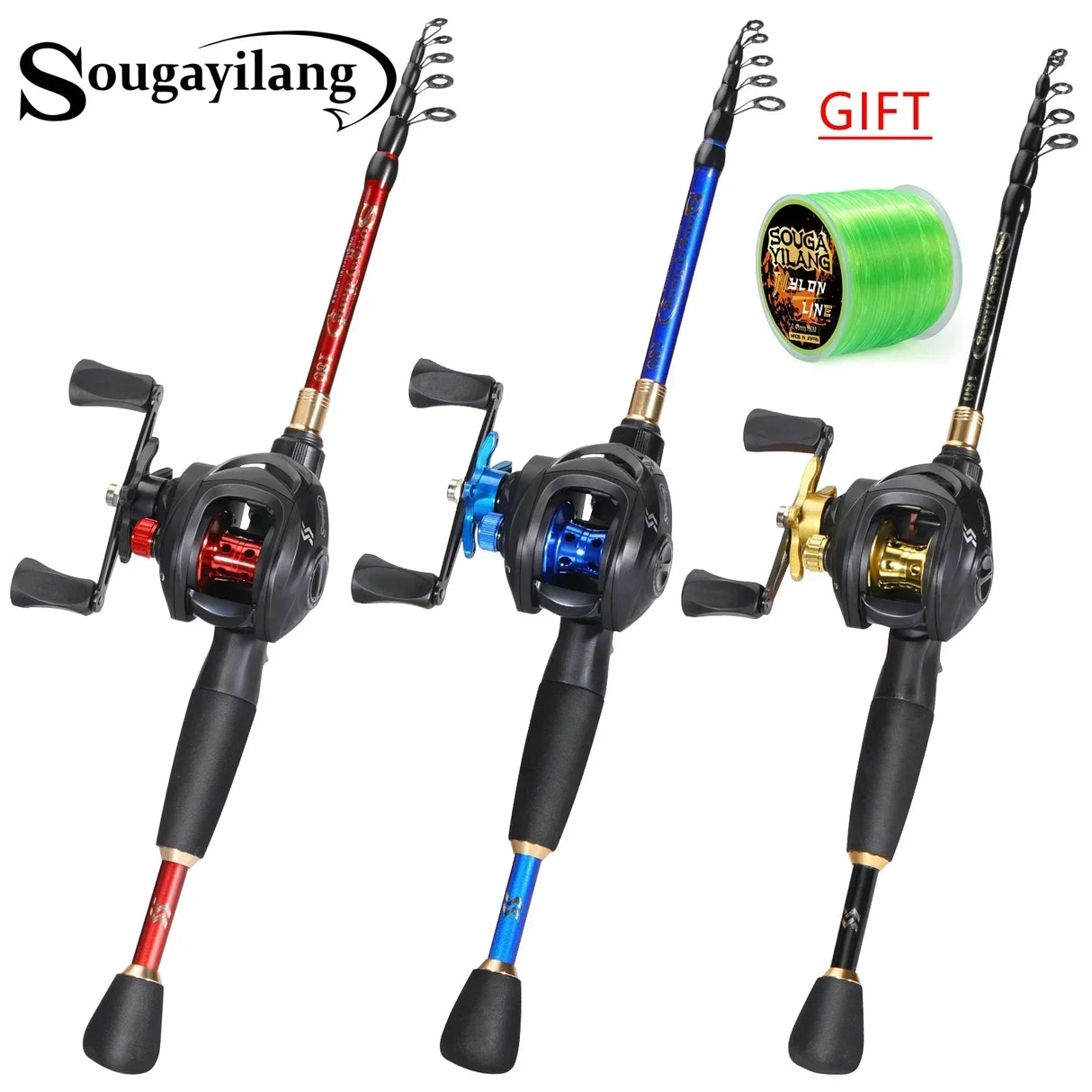 Sougayilang Fishing Rod Combo 1.8-2.4M Lure Fishing Rod and 7.2:1 High Speed Gear Ratio Baitcasting Reel Fishing Tackle Pesca