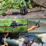 Sougayilang Fishing Rod Combo 1.8-2.4M Lure Fishing Rod and 7.2:1 High Speed Gear Ratio Baitcasting Reel Fishing Tackle Pesca