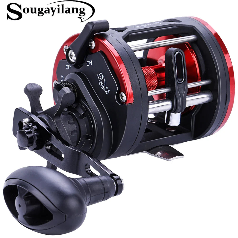 Sougayilang Saltwater Fishing Reels 3+1bb Casting Sea Fishing Reel Gear Ratio 3.8:1 Trolling Reel Round Baitcasting Reel