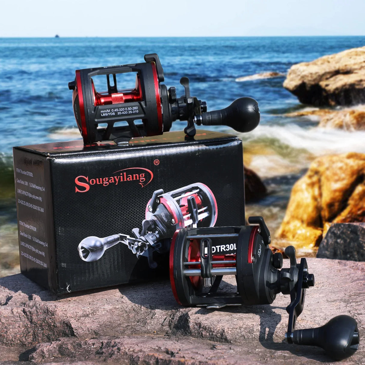 Sougayilang Saltwater Fishing Reels 3+1bb Casting Sea Fishing Reel Gear Ratio 3.8:1 Trolling Reel Round Baitcasting Reel