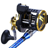 Sougayilang Saltwater Fishing Reels Cast Drum Wheel Trolling Casting Reel Boat Ocean Fishing Reel Round Baitcasting Reel Pesca