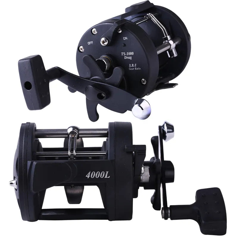 Sougayilang Saltwater Fishing Reels Cast Drum Wheel Trolling Casting Reel Boat Ocean Fishing Reel Round Baitcasting Reel Pesca