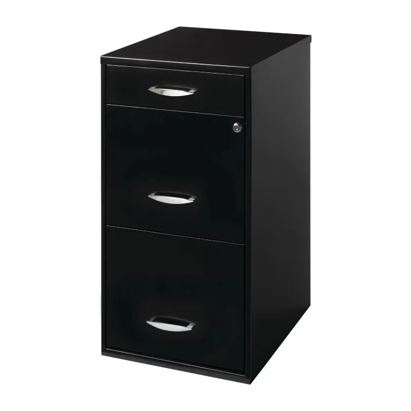 Space Solutions 3 Drawer Letter Width Vertical File Cabinet with Pencil Drawer Black