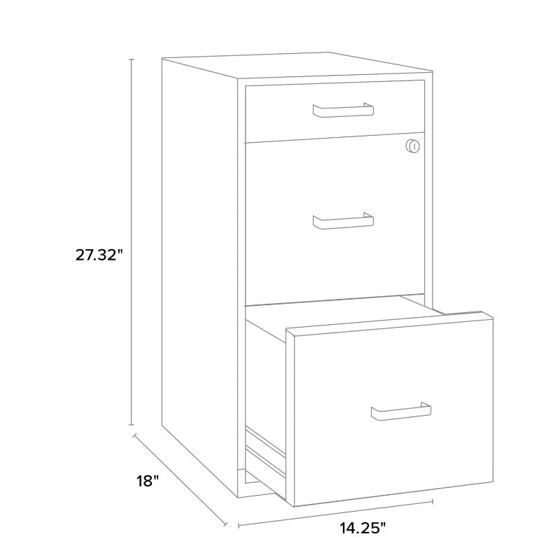 Space Solutions 3 Drawer Letter Width Vertical File Cabinet with Pencil Drawer Black