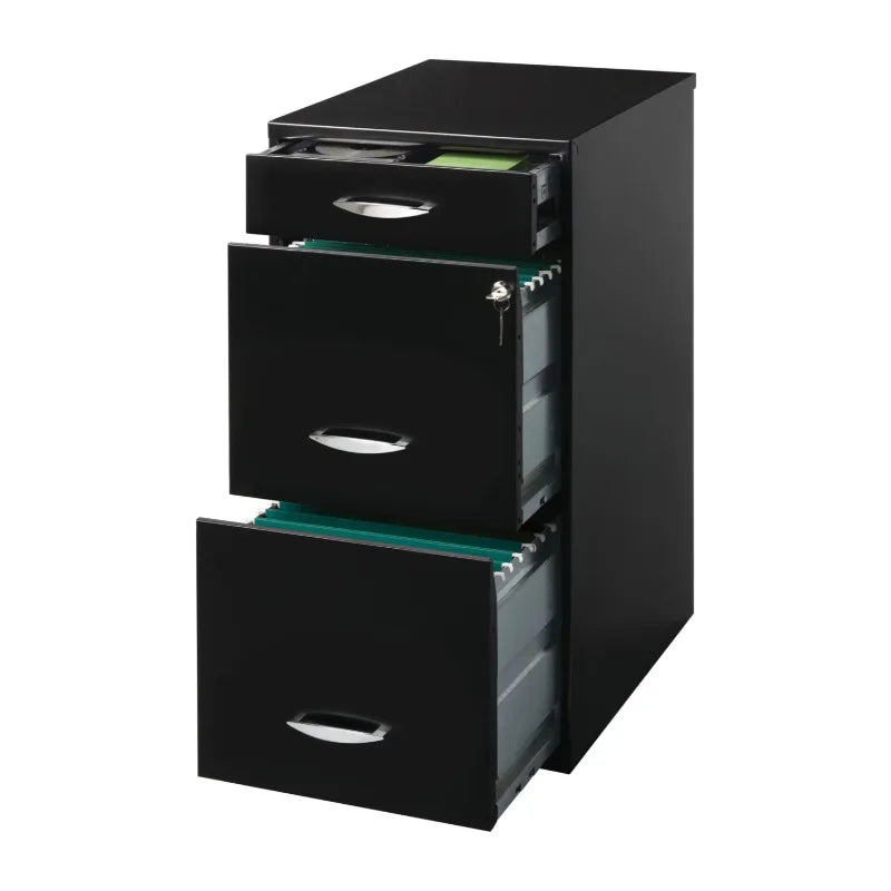 Space Solutions 3 Drawer Letter Width Vertical File Cabinet with Pencil Drawer Black