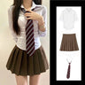 Spicy Girl Uniform Suit Student Daily Japanese JK Uniform Set Women Long Sleeved Slim White Shirt Mini Pleated Skirt Summer