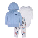 Spring Autumn Cotton Baby Boys Clothes Sets Cartoon Printed Baby Coat+Baby Pants+Baby Bodysuits Long Sleeves Girls Clothes Sets