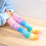 Spring Autumn Girls Cotton Socks Rainbow Multicolor Kids Children Knee High Socks Stripe Leg Warmers Infant Girl Long Knee Socks