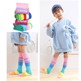 Spring Autumn Girls Cotton Socks Rainbow Multicolor Kids Children Knee High Socks Stripe Leg Warmers Infant Girl Long Knee Socks