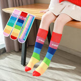 Spring Autumn Girls Cotton Socks Rainbow Multicolor Kids Children Knee High Socks Stripe Leg Warmers Infant Girl Long Knee Socks