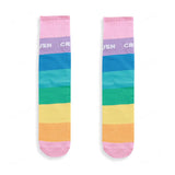 Spring Autumn Girls Cotton Socks Rainbow Multicolor Kids Children Knee High Socks Stripe Leg Warmers Infant Girl Long Knee Socks