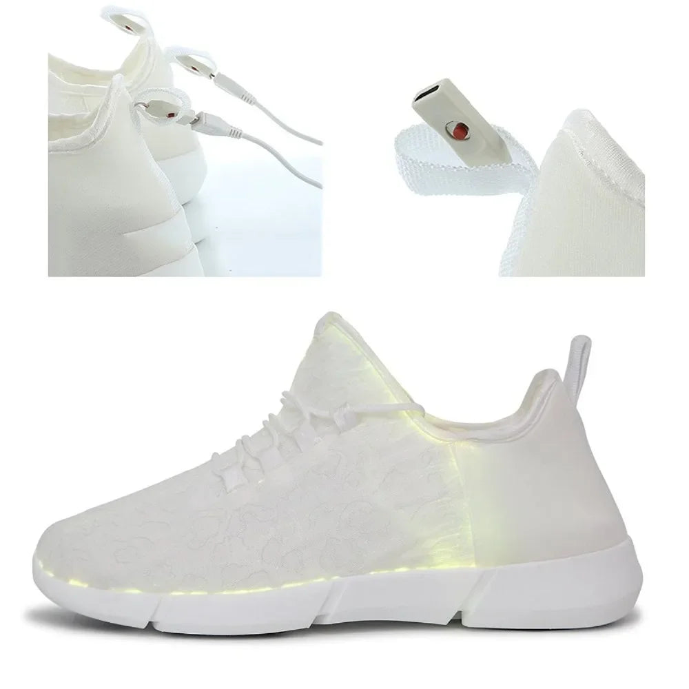 Spring Boy Luminous Glowing Sneakers Men Women Girls Kids LED Light Shoes Children Flashing With Light Adults USB Recharge Shoes