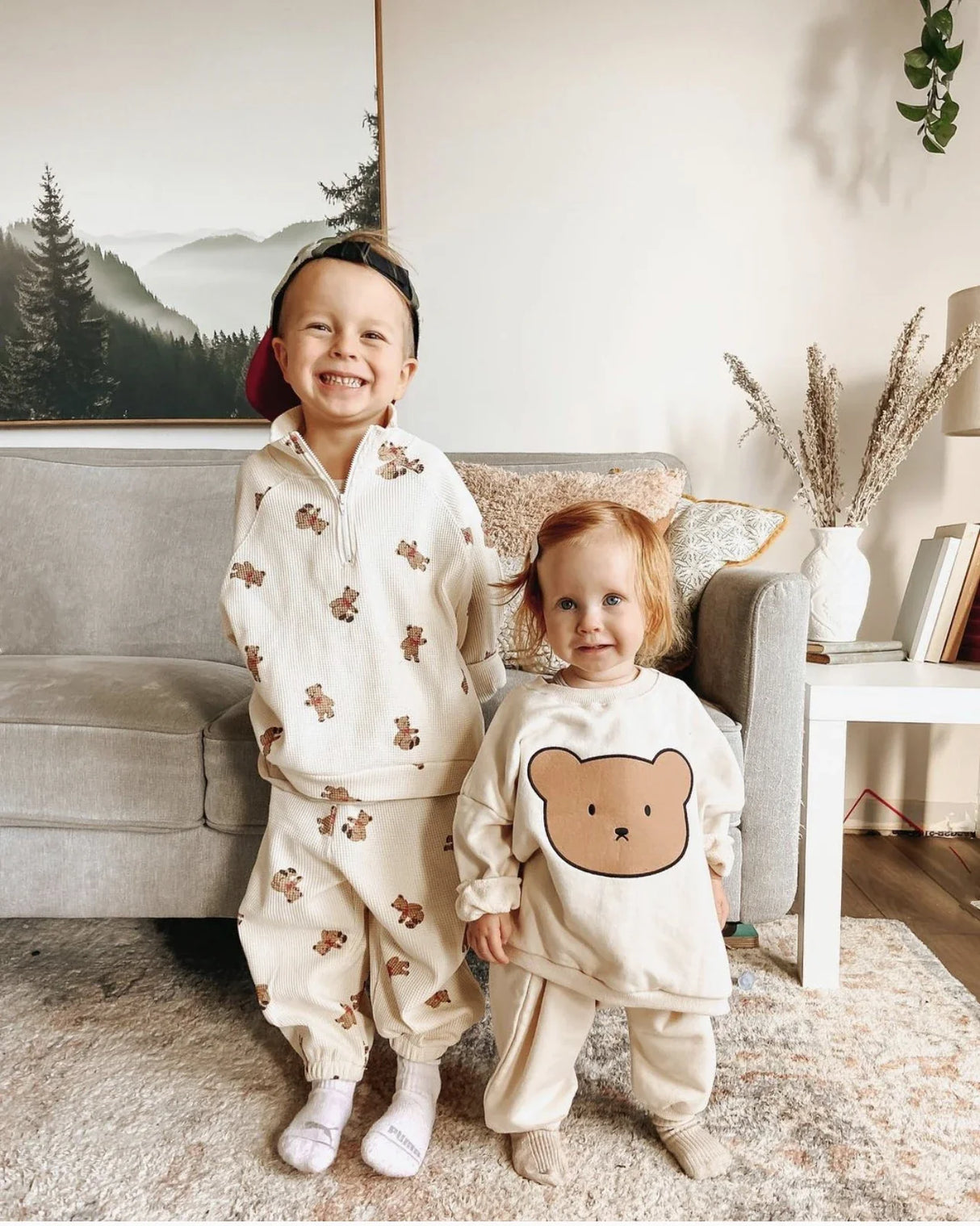 Spring Infant Baby Cartoon Clothing Sets Toddler Boys Girls Long Sleeve Sweatshirt + Pants 2pcs Suit Kids Cute Bear Clothes Set