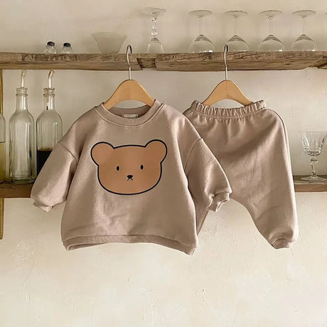 Spring Infant Baby Cartoon Clothing Sets Toddler Boys Girls Long Sleeve Sweatshirt + Pants 2pcs Suit Kids Cute Bear Clothes Set