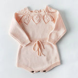 Spring and Autumn newborn clothes boys Girls baby waffle cotton warm cute bear romper girl plus velvet one-piece romper