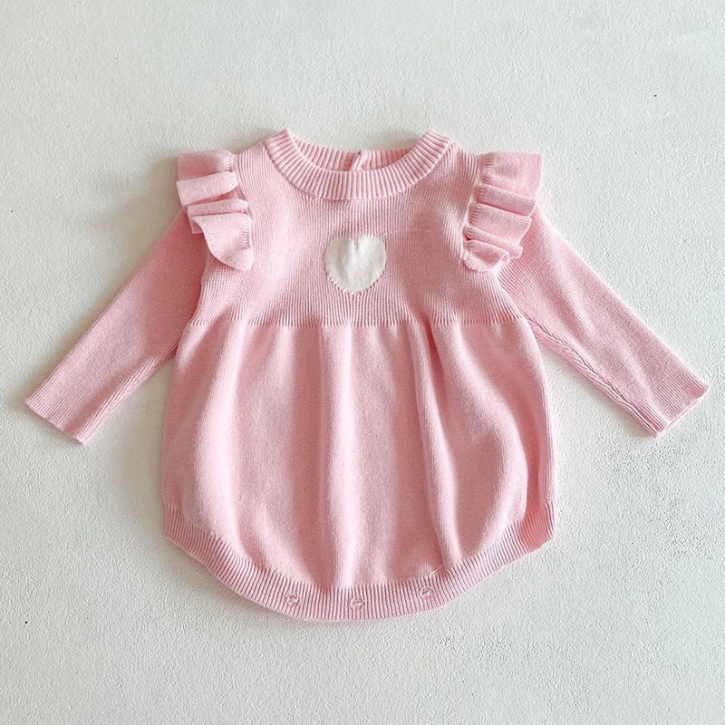 Spring and Autumn newborn clothes boys Girls baby waffle cotton warm cute bear romper girl plus velvet one-piece romper