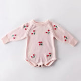 Spring and Autumn newborn clothes boys Girls baby waffle cotton warm cute bear romper girl plus velvet one-piece romper