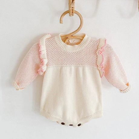 Spring and Autumn newborn clothes boys Girls baby waffle cotton warm cute bear romper girl plus velvet one-piece romper