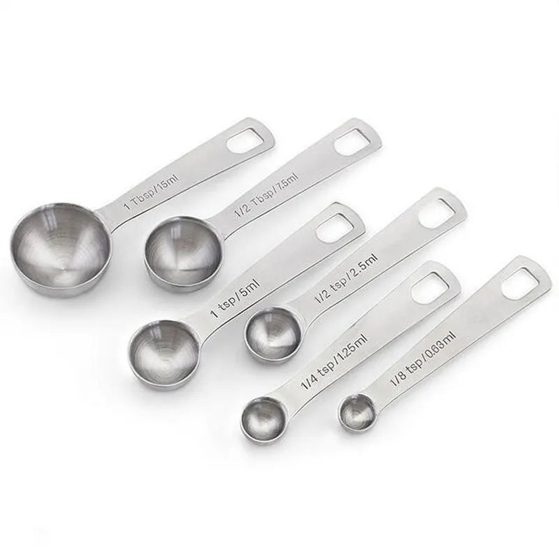 Stainless Steel 6Pcs/Set Measuring Spoon Kitchen Cooking Baking Teaspoon Tool Seasoning Measuring Cups Gadgets Bakeware