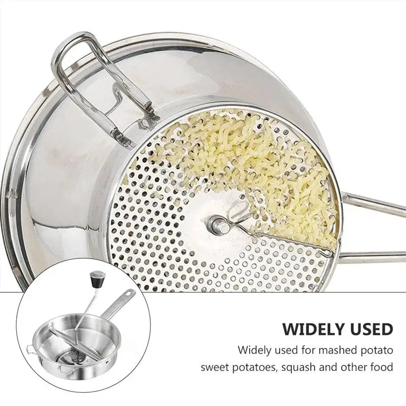 Stainless Steel Food Milling Churn The Ultimate Kitchen Restaurant Gourmet Tool for Mashing Potatoes, Fruits and Vegetables!