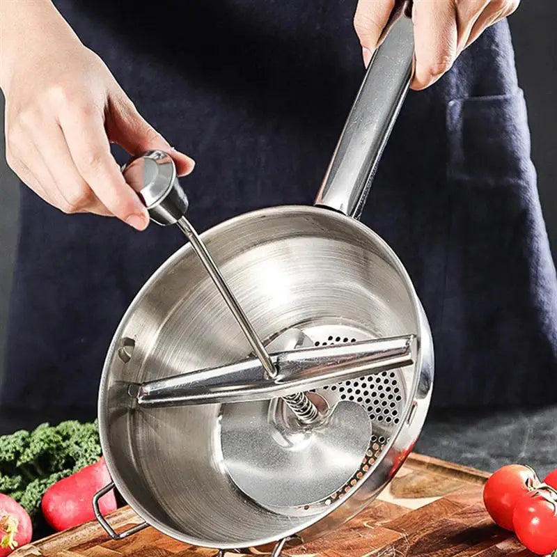 Stainless Steel Food Milling Churn The Ultimate Kitchen Restaurant Gourmet Tool for Mashing Potatoes, Fruits and Vegetables!