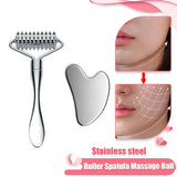 Stainless Steel Pointed Roller Spatula Massage Ball Stone Facial Roller Massager to Improve Neck Facial Beauty Skin Care Tools